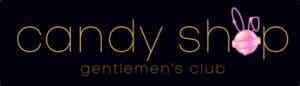 Candy Shop logo with pink letters and a black background