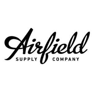 Airfield Supply Co logo with black letters on a white background