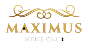 Maximus Mens Club logo with gold letters on a white background