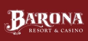 Barona Resort and Casino logo with a red background