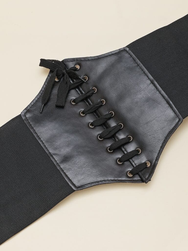 Corset Lace-Up Belt - Black