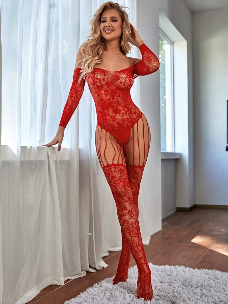 Cut-Out Fishnet Body Stocking
