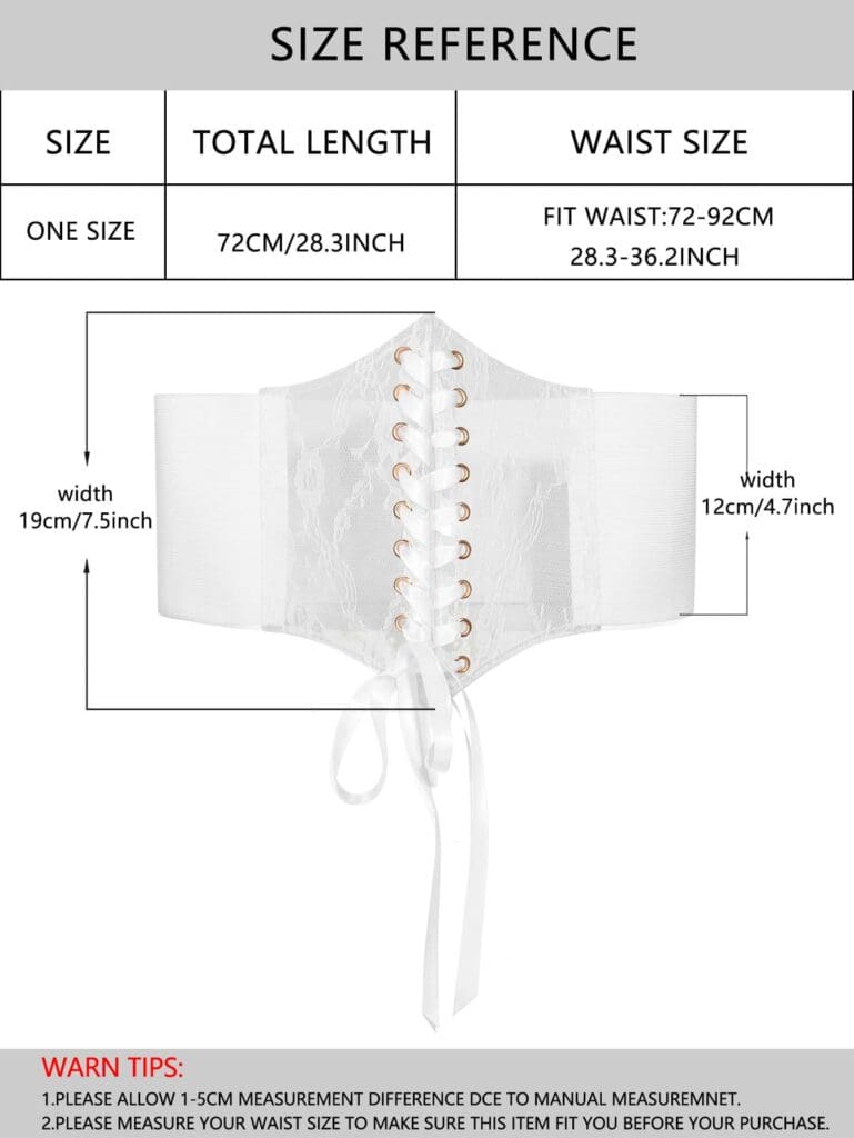 Lace-up Front Corset Belt - White