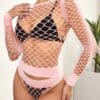 Hollow Out Lingerie Set Without Bra & Thong Baby Pink