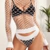 Hollow Out Lingerie Set Without Bra & Thong White