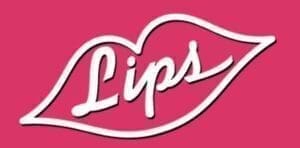 Lips San Diego logo with white lips and a pink background