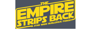 The Empire Strips Back logo with yellow letters and grey background