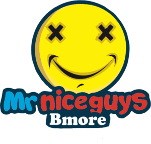 Mr Nice Guy Bmore logo with a smiling yellow face