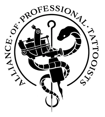 Alliance of Professional Tattooists logo with a white background
