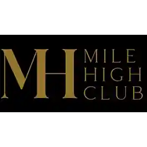 The Mile High Club logo with gold letters on a black background 