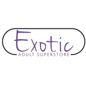 Exotic Adult Superstore Humble logo with purple letters on a white background 