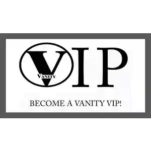 Vanity Gentlemens Club logo with black letters on a white background 